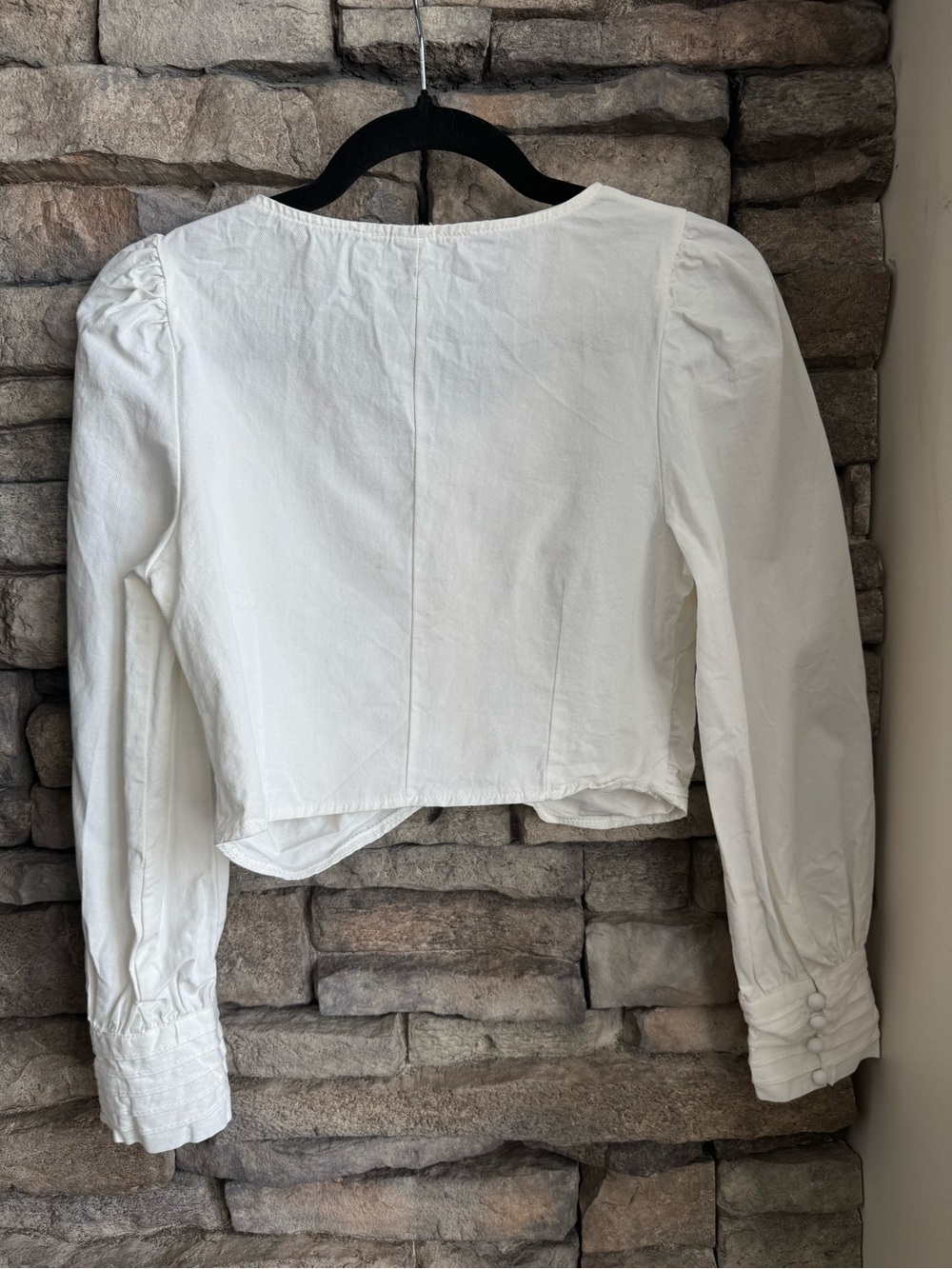 Little Mountain Cropped Ruched Button-Front Top - Picture 2 of 5